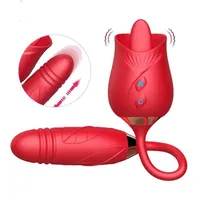 S1S1 Sex Toys Massager Sohimi Double Heads Trycker Rose Vibratorer med Dildo Toys Tools for Women Clitoris Sucking Stimulation Kvinna