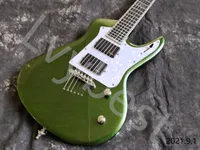 Customized Electric Guitar 6String Metailc Green Color Body Natural Satin Neck Back Ebony Fingerboard With Real Abalone Inlay