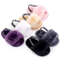 3Pairs Lotnewborn Fur Sandals Baby Slippers Fashion Elastic Band Silicone Antiskid Kids Top Quality Solid Summer Shaggy272G