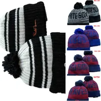 Men Knitted Cuffed Pom BOSTON CHI CLE Beanies Hats Sport Knit Hat Striped Sideline Wool Warm BasEball Beanies Cap For Women's All Team Skull caps a2