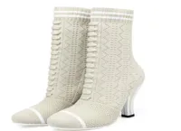 Cashmere Women Ankle Boots Concise Zip Women fashion Boots Srange Style Heel Knitted Stretch Boot Botas Femininas Com Sa3746697
