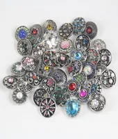 Whole 18mm Metal Snap Button 50pcs Lot Mix Many Designs Charm Rhinestone Styles DIY Snaps Buttons Jewelry NOOSA chunk2070300