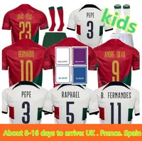 Kids Portugal Soccer Jerseys 2022 Portuguesa R. Sanches Bruno Fernandes Portugieser 2023 Portugisiska 23 National Team Football Kit