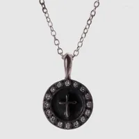 Pendant Necklaces Amorita Boutique Round Cross Carvings Design Vintage