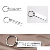 Key Rings Keychain Label With Key Ring Motorcycle Scooter Car And Gift Drive Safe Handsome I Love You Drop Delivery Jewelry Dhaqs