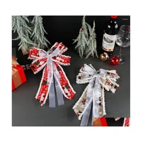Christmas Decorations Christmas Decorations Tree Bow Topper Ornament Bows Bowknot Decoration Decorative Wreaths Xmas Red Garland Wre Dhxq7