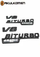 2PCSPAIR BLACKSILVER 3D V8 Biturbo 4Matic Amblem Rozeti Çıkartma Sticker Benz CL63 CLS63 E63 C63 S63 AMG4273245