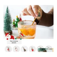 Christmas Decorations Christmas Decorations Spoon With Pendant Coffee Mixing Scoops Stirring Stainless Steel Box Set Ornaments Drop Dhsvo