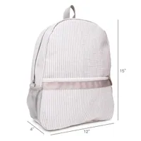 Designergray Seersucker Backpack Flanks Seersucker Cotton Fabric Zipper Closure Kids School Bag Back Backpack Dom06709527