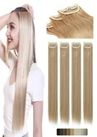 Synthetic Hair Extensions Long Straight 4PCS Clip in on Hair Extensions for Women Girls Natural Blonde Black Fake Hairpiece 2202084739061