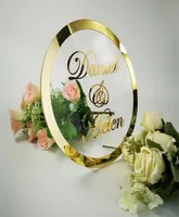 Nome del matrimonio personalizzato Segnala rotonda Specchio rotondo Specchio Acrilico adesivo per babyshower Word Segno Circle a forma di decorazione per feste come ospiti Regalo 220