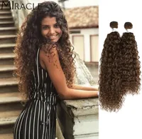 Afro Kinky Curly Hair Wave Syntetiska värmebeständiga djupa buntar Extensions Brown Miracle Hair Weave 220216
