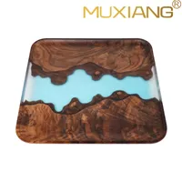 MUXIANG Resin Wooden Smoking Epoxy Catch All Tray Rolling Plates Personalized Stoner Gift Jewelry Holder Display Rack Housewarming Gift Square Shape