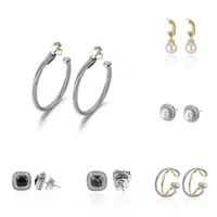 Orecchini oro e perla anelli a orecchie di gioielleria femminile con filo intrecciato Women White Gold Silver Fashion Ago.