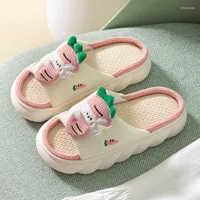 Slippers Cute Cartoon Frogs Carrot Mute Linen Four Seasons General Indoor Home Cotton And Sandal
