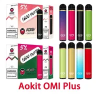 Original Aokit OMI Plus Disposable E cigarettes 1600puffs Vape Pen 53ml Cartridges Vaporizer 800mAh Battery Vapor Kit vs air bar 1280193