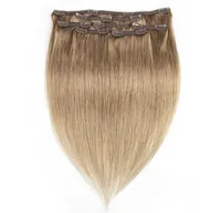 KISSHAIR 7 pieces clip in hair extension 8 ash blonde color remy Indian Brazilian human hair weave 100g 110g6844916