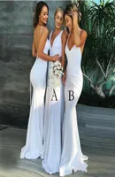 Mermaid Bridesmaid Dresses V Neck Satin Backless Long Bridesmaid Gowns Sexy Wedding Guest Prom Party Dresses2071118