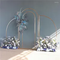 Party Decoration 3 - 5PCS Shiny Gold Wedding Arch Frame Grand-event Backdrops Flower Stand Birthday Outdoor Balloon Fabric Cover Sign Shelf