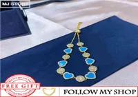 Haziran Yaz Bilezik Kolye Seti 925 Gümüş Mavi Kalp Şekillendirilmiş Kolye Lüks Marka Monako Mücevherleri Kadın Hediye1355615