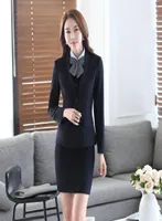 Two Piece Dress Women Elegant Skirt Suits 2021 Womens Blazer con oficina femenina Fit de traje negro gris Juego de negocios Uniforme