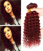8A Grade Virgin Malaysian Deep Wave Hair Weave Bundles 3pcs 99j Color Burgundy Wine Red Remy Human Hair Extensions Weft