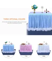 Handmade Tulle Table Skirt Solid Tablecloth Decorative Tableware Cloth for Rectangle or Round Table Home Skirting