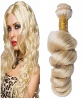 Human Hair Extensions Bleached Blonde Color 613 Brazilian Hair Bundles Loose Wave 3pcs Lot Malaysian Indian Hair Loose Wave Blond