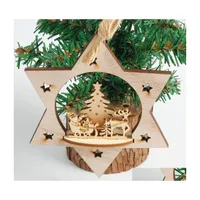 Christmas Decorations Christmas Decorations Creative Snowflakes Wooden Pendants Xmas Tree Ornaments Home Hanging Decor For Drop Deli Dhfcx