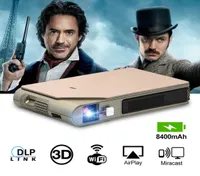S7 미니 휴대용 DLP 프로젝터 3D 시네마 홈 시어터 스마트 폰 데이터를위한 야외 비디오 영화 쇼 비머 대형 배트