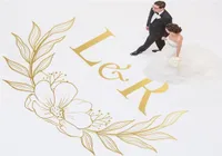 Adesivos de piso de casamento floral cartas iniciais personalizadas Cerimônia de casamento de decalque de vinil