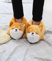 Votoda Unisexe Chaussures drôles Femmes Cartoon Dog Slippers Migne Shiba Inu Home Indoor Flip Flops Winter Couple Coton Chaussures en peluche G4246882