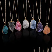 Colliers de pendentif Unground Irregar Natural Stone Pendant Collier Crystal Quartz Drusy Pendants For Women Diy Jewelry d￩claration 1607 DH3ED