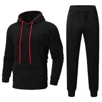 Men&#039;s Tracksuits Men&#039;s Spring Winter Solid Color Set Long Sleeved Hooded Top And Trousers Suit Warm Men Business Pants Suits Sets