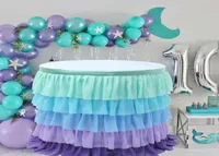 Table Skirt Tableware Cloth 5 Camadas Tulle Party Tutu Capa de aniversário Decoração de banquete de casamento 56667014