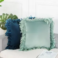 Pillow Soft Feather Velvet Cover Throw Modern Solid Color Waist Pillowcase For Living Room Sofa Home Decorative