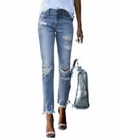 women039s Jeans 2022 Pencil Pants Ripped Slim Fit High Waist Vintage Streetwear Casual Fashion Stretch Blue Woman k3qz3385038