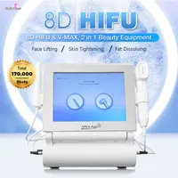 2023 New 8D HIFU Face Lift Machine Improve Skin Elasticity Fat Reduction Slimming Device Vmax Handle for Eye Around Wrinkles Removal FDA CE