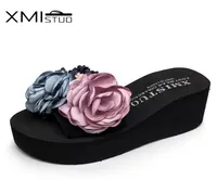 Xmisttuo fait à la main belles fleurs nouvelles femmes 039 pantoufles avec des bassins de ceinture élastiques sandales pantoufles décontractées wear chaussures de plage 2348456