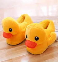 Women Winter Home Slippers Yellow Duck Fuzzy Slippers Cartoon Snug Bedroom Slides Warm Cotton Slippers Indoor Shoes qt481 T2208167294931