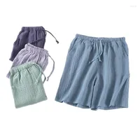 Women's Sleepwear Pajama Pants Male Women's Summer Cotton Double Layer Gauze Lovers Lounge Thin Washed Shorts