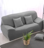 Stol täcker grå elastisk stretch soffa täckt slipcover fast färg glidresistent soffa singletwothreefourseat 1piecechair
