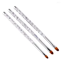 Nail Brushes 3Pcs Round Head Acrylic UV Gel Extension Builder Pen Art Painting Drawing Flower Manicure Tips Tools