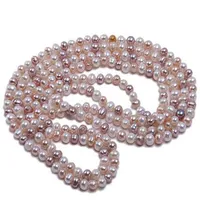 7-8 mm Pink Bianco Purple Multicolore Pearl Necklace Long 100 pollici