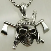Pendant Necklaces Cross Axe Feather Skull 316L Stainless Steel 24''round Box Chain Necklace