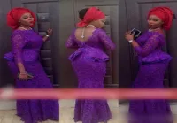 2019 Lace Evening Jurken Mermaid Nigeria Aso Ebi Styles Fashion Formal Wear Cheap Formal Prom Dresses SWEP Train5794259