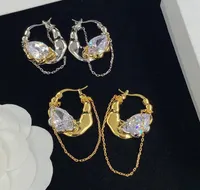 Personality Designer Irregularity Hoop Dangle Drop Eardrop Earing Celebrity Party Designer Earrings Jewelry Accessories Woman Designers Diamond Chain Earring