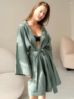 Женская одежда для сна Hiloc Green Liek Goots для женщин хлопковые с длинным рукавом женское платье с подъемом сексуальное мини -платье 2022 Весенний халат самка