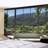 タペストリーヨーロッパスタイルの3D窓の風景の壁を吊るしてくださいタペストリーボヘミアンアールデコブランケットカーテンホームベッドルームリビングルームDEC DEC