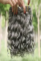 Sliver Grey Deep Wave Human Hair Bundles Peruvian Virgin Hair Extension Raw Indian Deep Curly 3 Bundles Deals290j